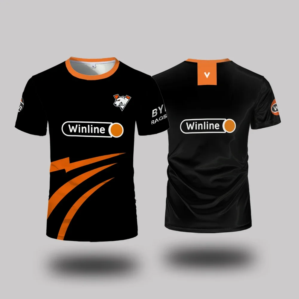 Virtus.Pro Esports Club 유니폼 여름 야외 남성 및 여성 스포츠 통기성 티셔츠 루즈한 데일리 캐주얼 라운드 넥 의류
