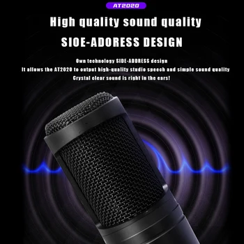 Audio-Technica AT2020 Professional Audio Wired Cardioid Condenser Microphone for Vocal Condenser Pro Studio Live Recording 2