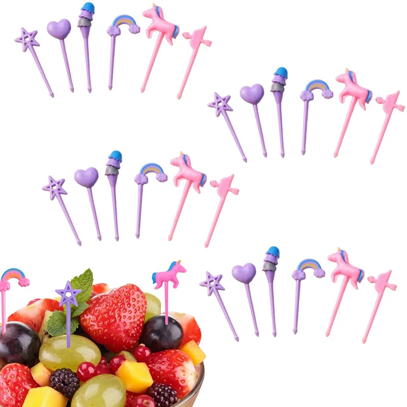 Fruit Forks for Kids Children Plastic Mini Food Picks Lunch Box Accessories Reusable Dessert Cake Toothpicks Party Snack Skewers