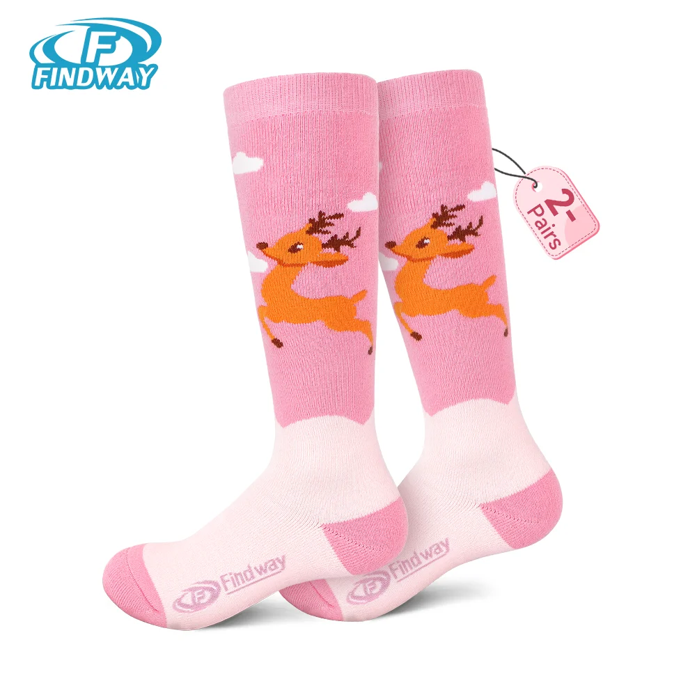 Ski Socks Findway Children Ski Socks Thick Snowboard Skiing Girls and boys Moisture Absorption High Elastic Thermal Socks Snow Sports