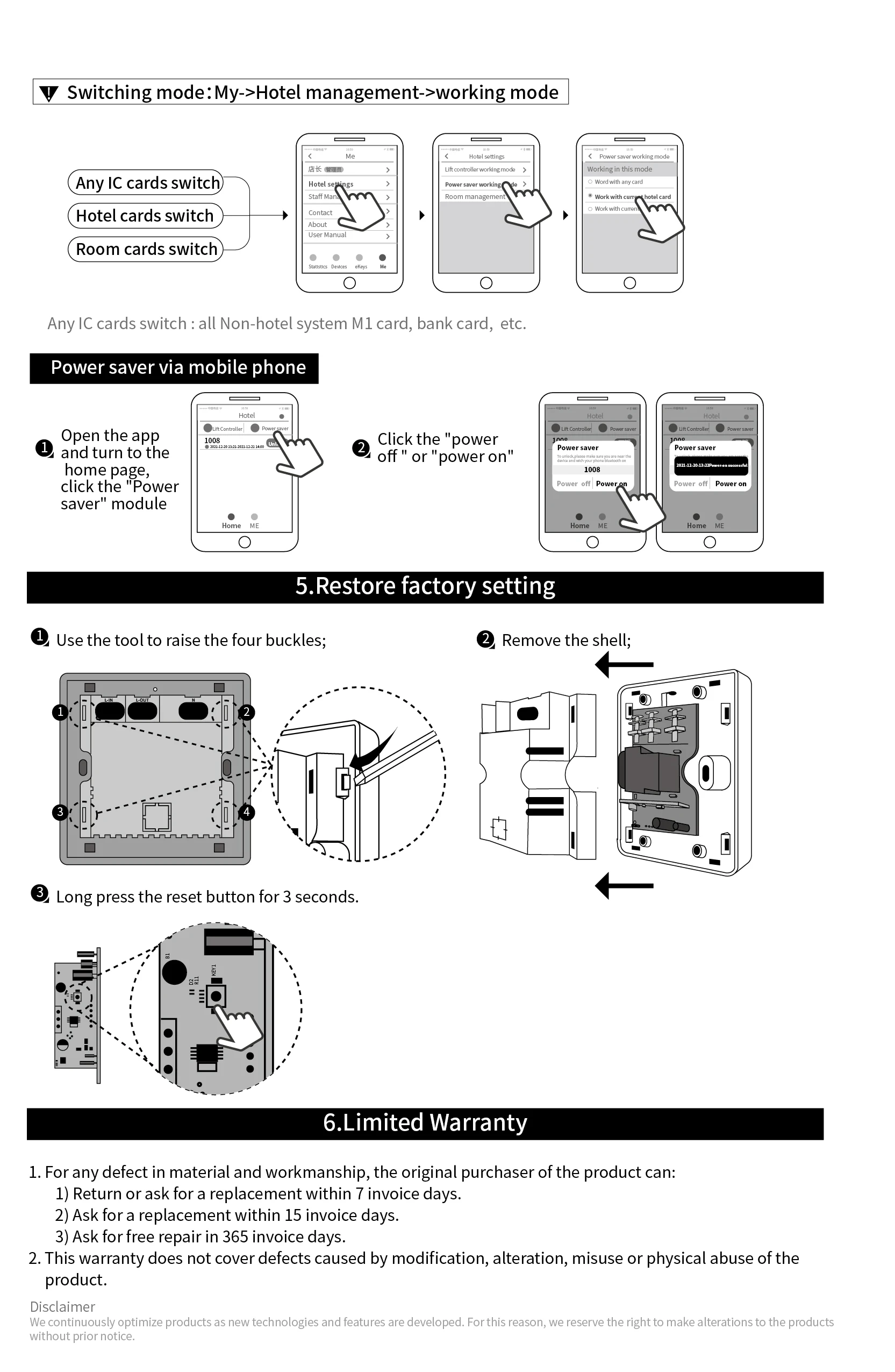 TTLOCK Bluetooth TTHotel Power Saver TTHotel Energy Saving Switch 13.56Mhz RFID