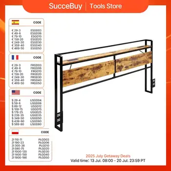 VEVOR Testiera per Letto King Size, Altezza Regolabile con Ripiano Portaoggetti, Testiera Indipendente da Letto King Size con Prese Porta USB per Diverse Strutture Letto, Nero e Marrone 1