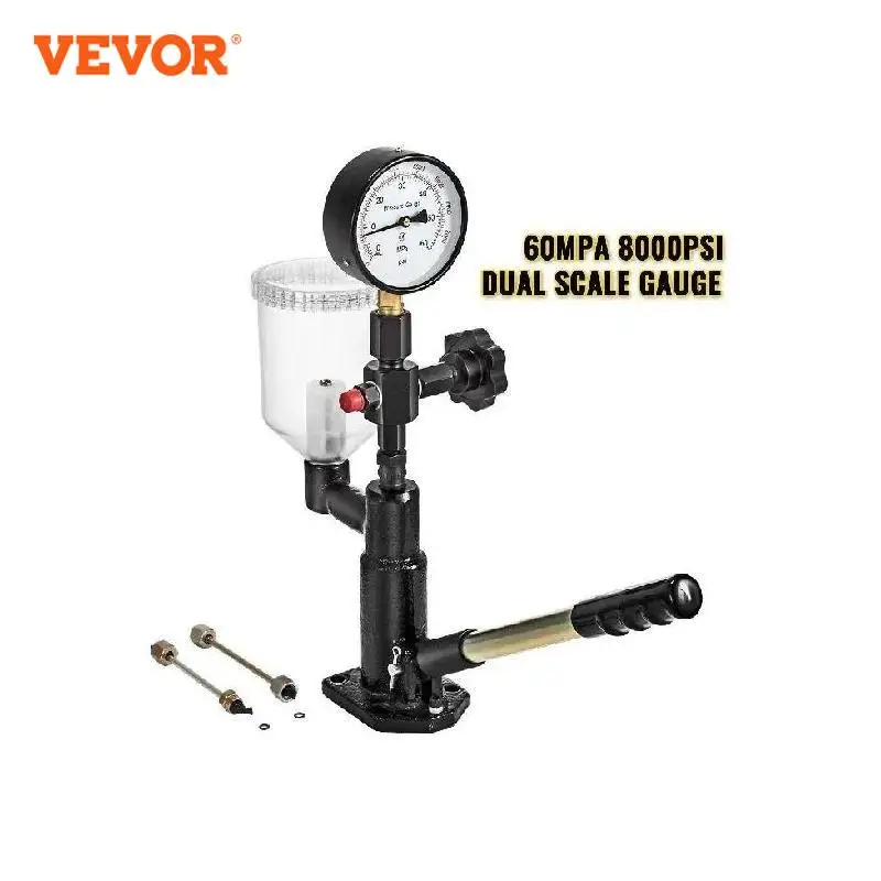 VEVOR Diesel Fuel Injector Nozzles Tester with Dual Scale Gauge Common Rail Pressure Tester Repair Tool for Automobiles Tractors
