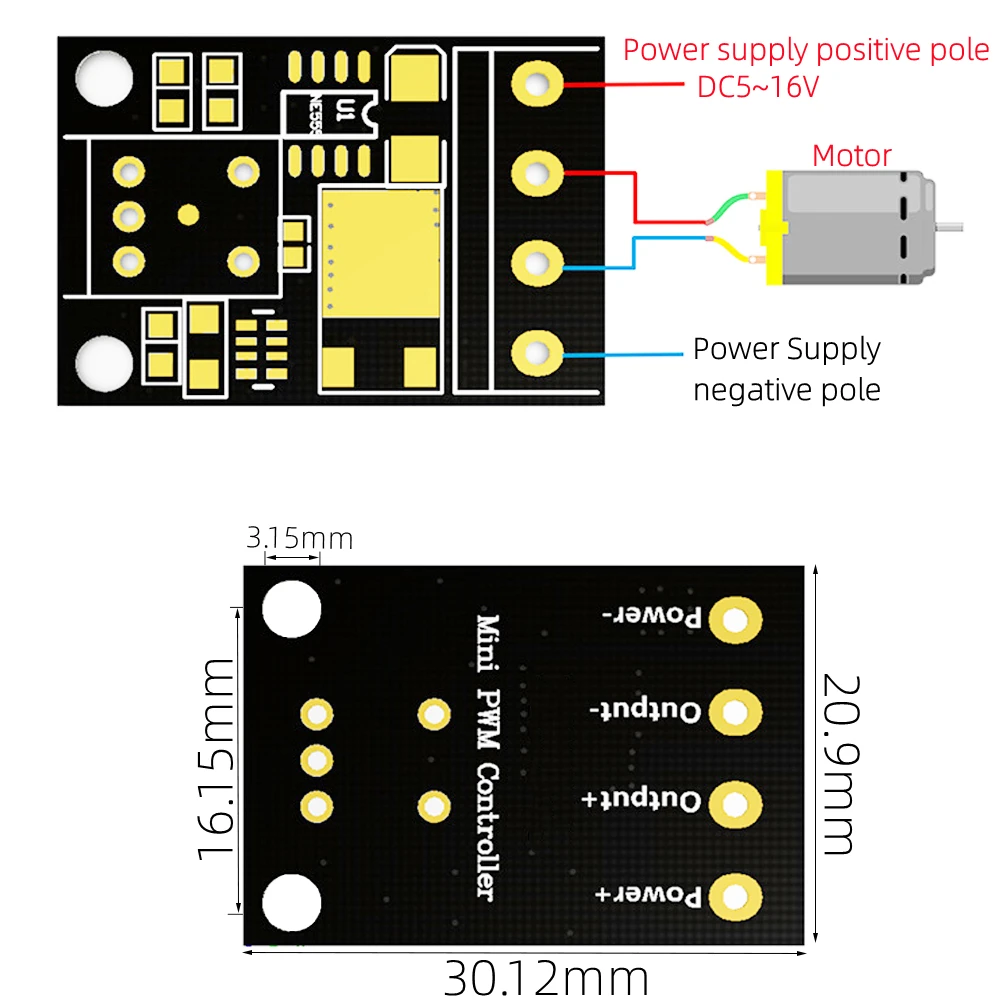 Reland Sun Regolatore Di Velocità PWM 10A 5V-16V – Controllo Stepless 0-99% Per Motori DC E Luci