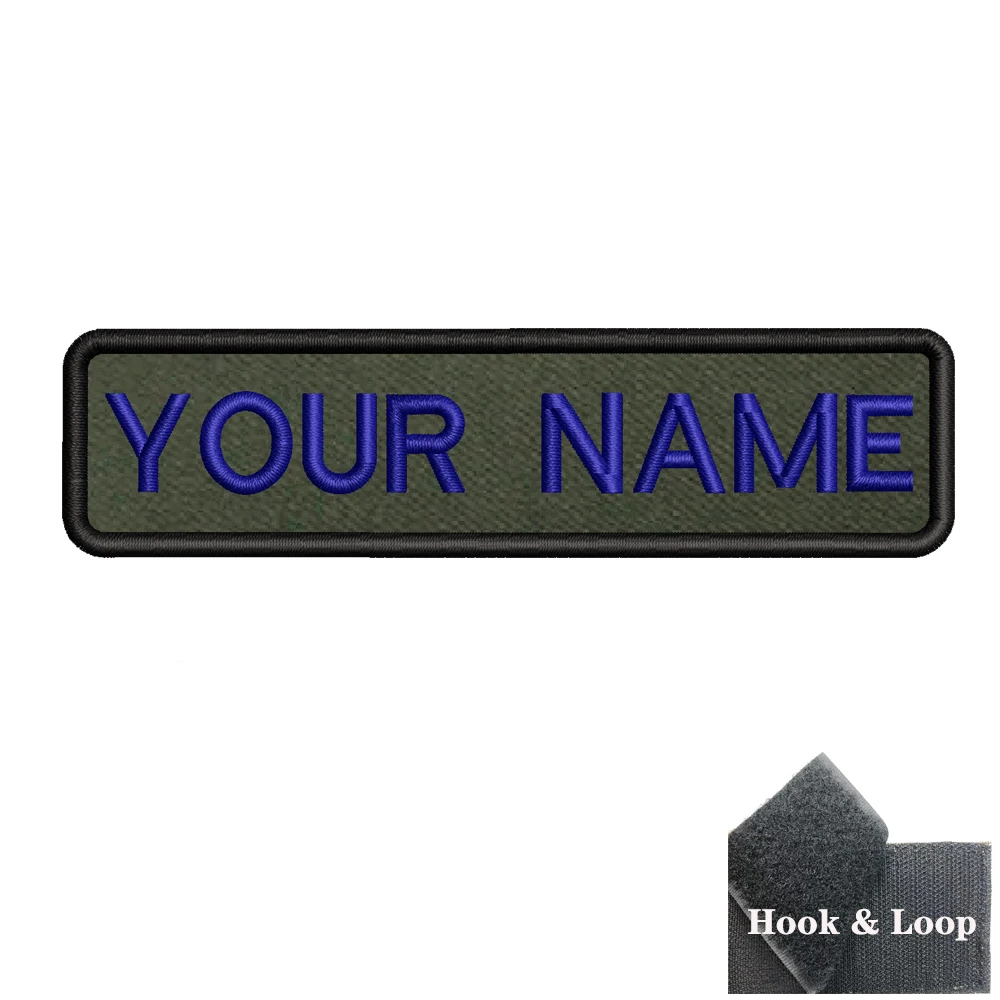 10X2.5cm Army Green background Embroidery Custom Name Text Patch Stripes badge Iron On Or Velcros Backing Patches For Clothes 