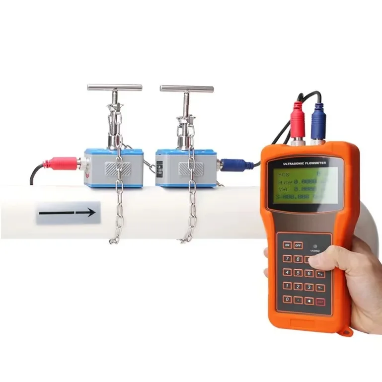 Asmke Portable Handheld Ultrasonic Flow Meter Digital LCD Display Liquid Water Oil Gasoline Fuel Measurement