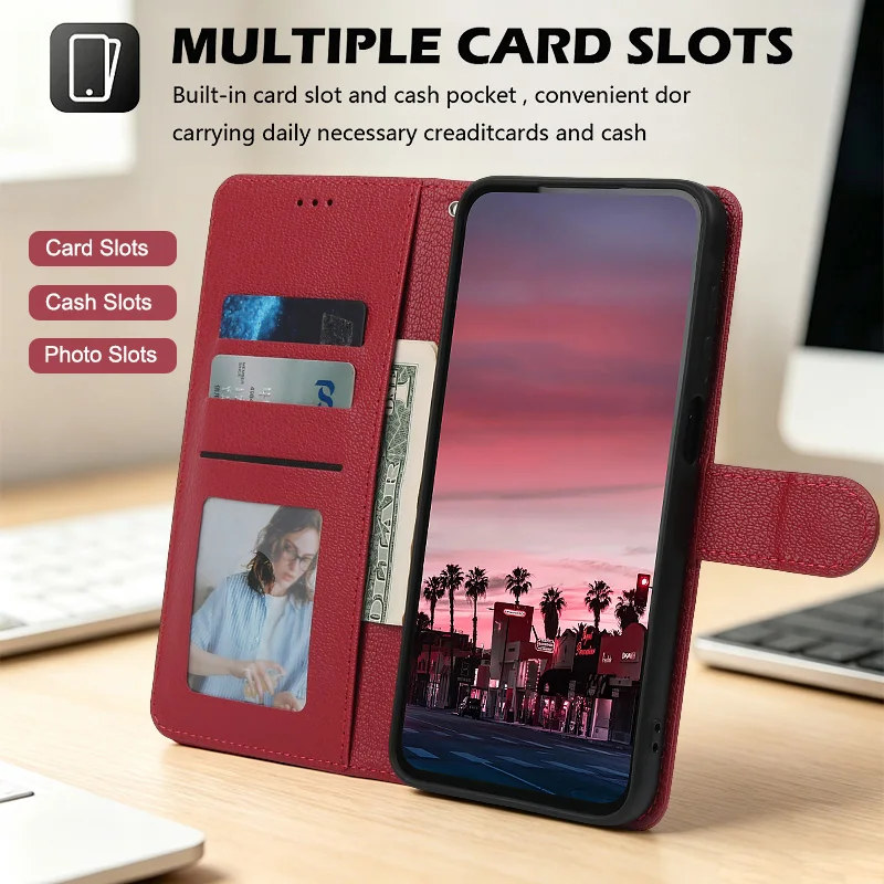 Leather Flip Wallet Phone Case - Elegant Cover for Samsung Galaxy A37 5G