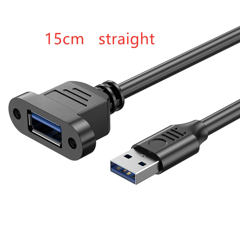 USB 3.0 Right-Angle Extension Cable with Panel Mount and Secure Lock Connector