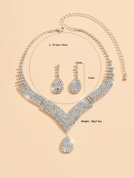 Fashionable Rhinestone Water Droplet Necklace and Earrings Set