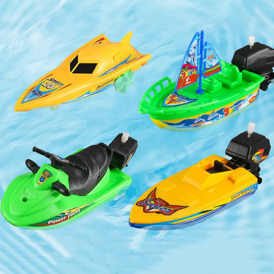Jouets de bain en forme de bateau pour enfant en bas âge, dessin animé,  soleil, mécanique, liquimanquer, eau, natation, plage - AliExpress