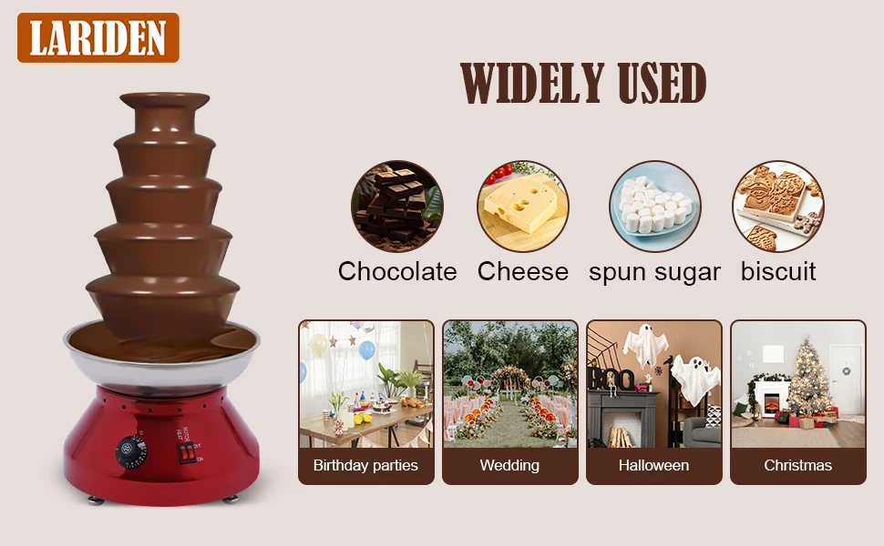 Description Picture 5 of itemChocolate Fountain, 5 Tier Hot Chocolate Fondue Tower, 7 Ibs Large Capacity Stainless Steel Chocolate Melting Heating Machine fo