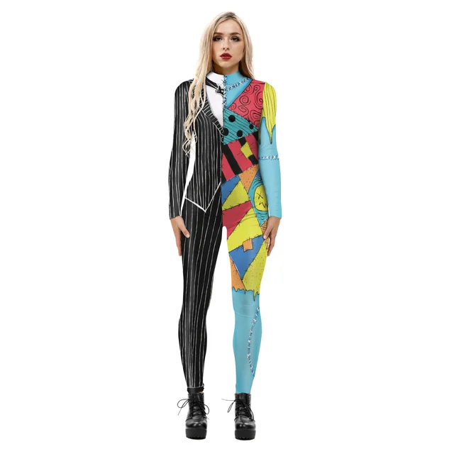 The Nightmare Before Christmas Jack Sally Cosplay Costume Zentai Outfits Uniform Jumpsuit Bodysuit Catsuit Adult Kids Halloween - Image 2
