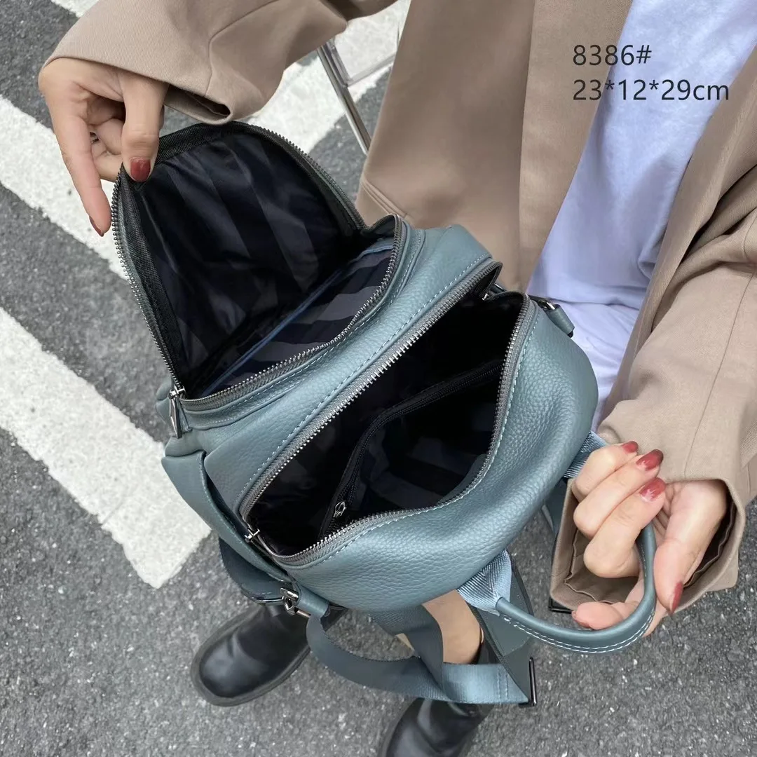 Genuine leather Women's Backpack Simple casual large capacity travel Knapsack Head layer cowhide commuter handbag
