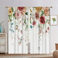 Modern Minimalist Wind Floral Curtains, Green Leaf Curtains,  Light Luxury Style, Home Living Room, Bedroom, Balcony Decor, 3D 1