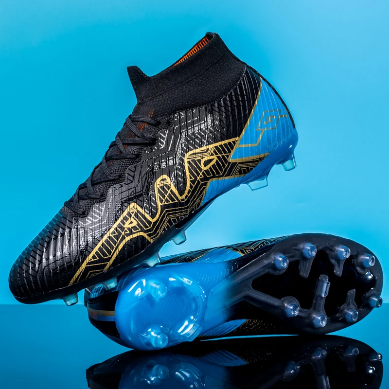 High Quality Men's High-Top Soccer Shoes FG/TF Breathable Wear-Resistant Training Football Boots Anti-Skid Kid Outdoor Sneakers