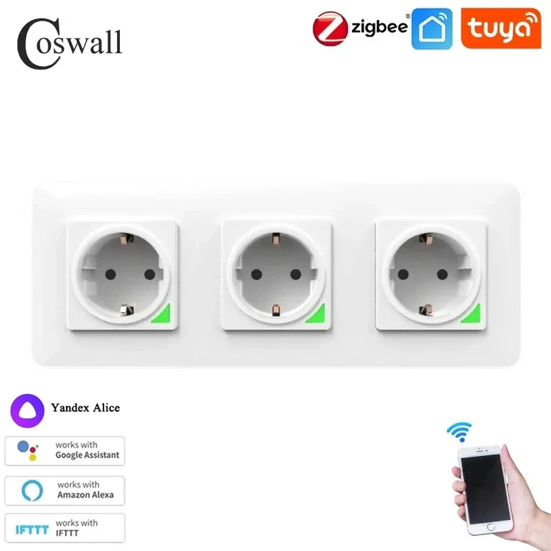Zigbee 3.0 Zigbee 2Mqtt Tuya Wall Single Double Triple Eu Socket Programmabile Funziona Con Alexa /Google/Scarn Alice /Smartthings
