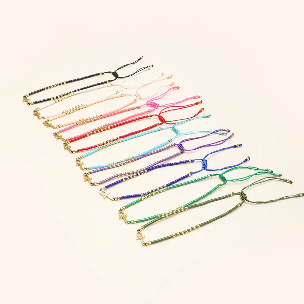 ZMZY Cute Miyuki Beads Glass Amulet Charm Egyptian Ankh Crucifix Bracelet Symbol of Life Cross Bracelet Jewelry Wholesale - Image 2