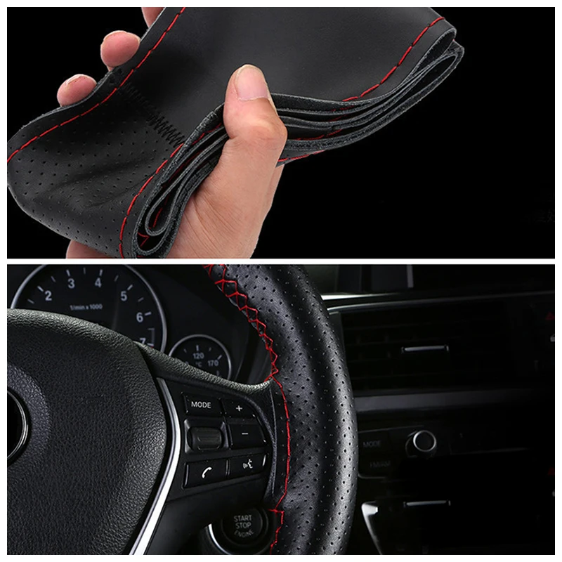 Steering Wheel Cover SEAMETAL Genuine Leather 37-38cm Anti-Slip