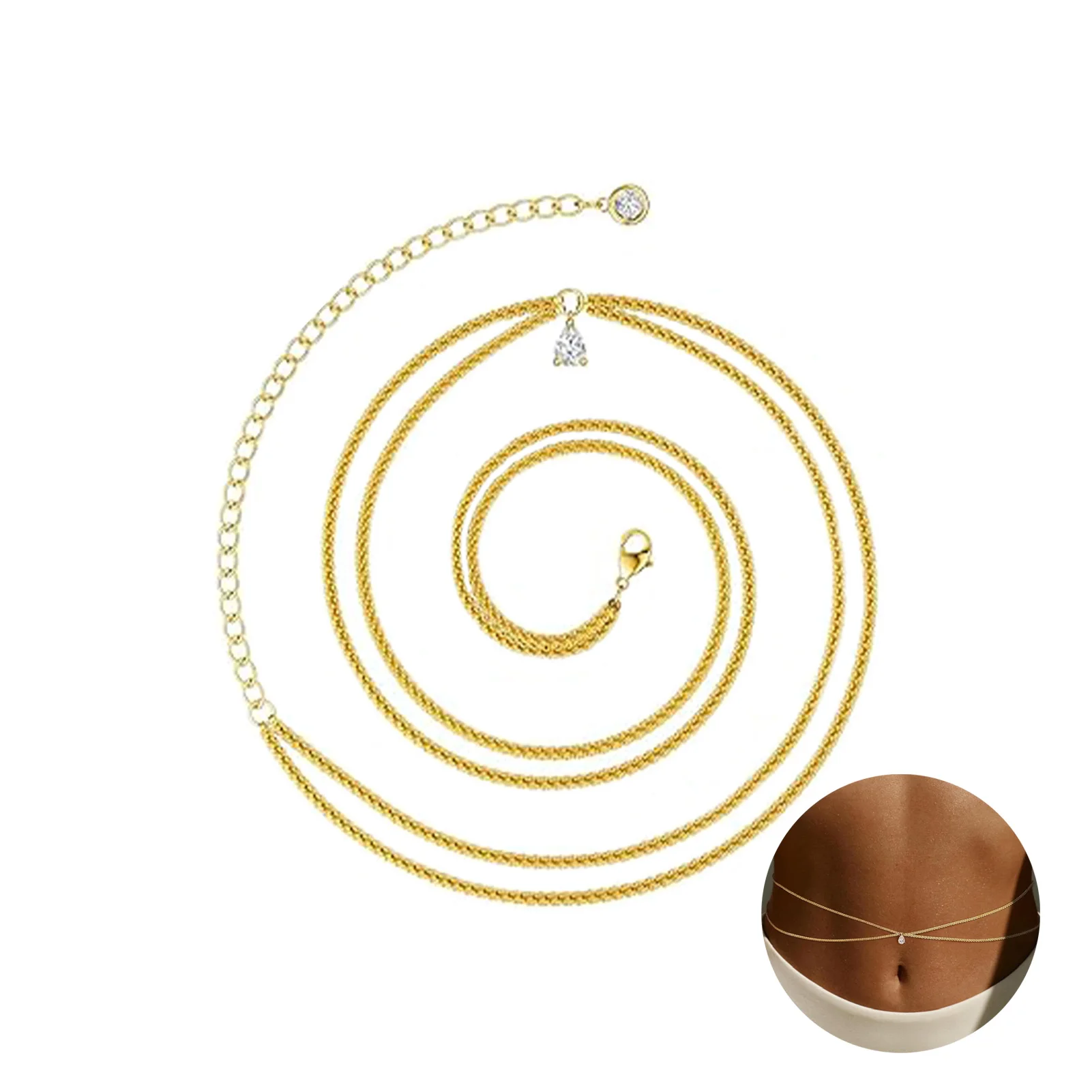Doppelschicht Mode Glänzende Taille Kette Gürtel Schlanke Taille Kette Gürtel für Weibliche Jeans Kleid Körper Schmuck Zubehör – Detail 2