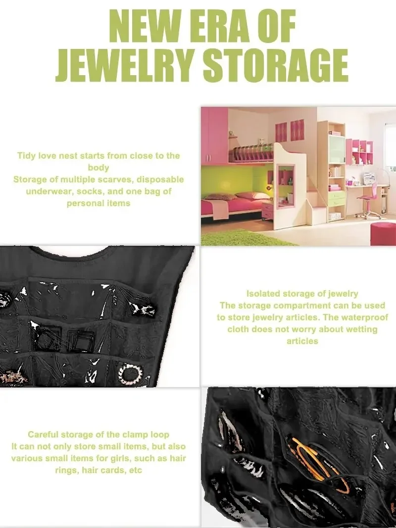 Description Picture 6 of itemDouble Sided Hanging Jewelry Organizer Large Jewelry Storage Bag Jewelry Holder Display Necklace Bracelet Earring Ring Pocket