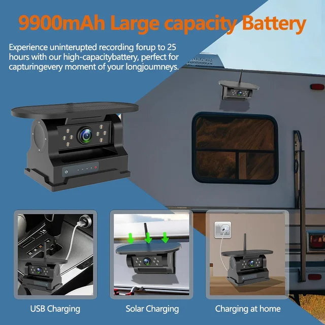 654166-93691e.jpg 7 بوصة مركبة تعمل باللمس DVR مع 2 كاميرا احتياطية لاسلكية مغناطيسية تعمل بالطاقة الشمسية BSD إنذار لشاحنة/RV/مقطورة/رافعة شوكية