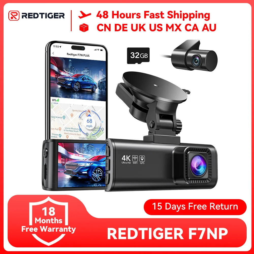 REDTIGER-F7NP-4K-Dash-Kamera-f-r-Autos-3-18-Zoll-IPS-Bildschirm-Mini ...
