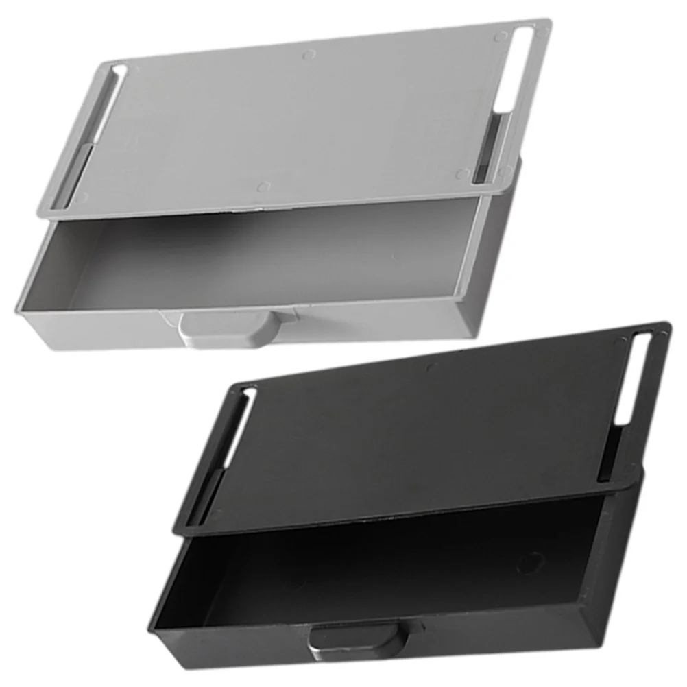 

2 Pcs Punch Free Storage Box under Desk Organizers Table Drawer Accessories Shelf and