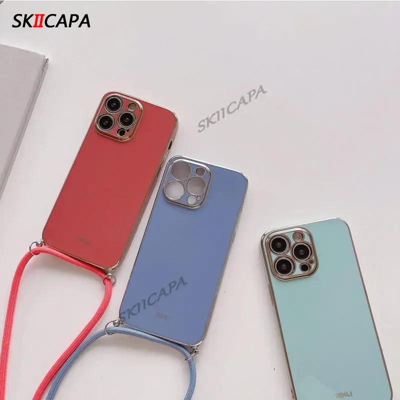 Elegant Crossbody Lanyard Silicone Phone Case with Necklace Chain