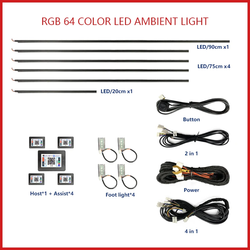 Tesla Car Ambient Lights - RGB 64-Color LED Interior Strip Symphony Atmosphere Lamp Accessories