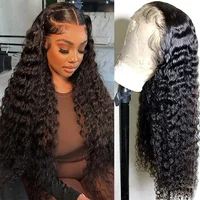 Deep Wave 13x6 HD Lace Frontal Wig Brazilian Curly Human Hair Wigs For Women Lace Front Human Hair Wig Pre Plucked 34 Inch 1