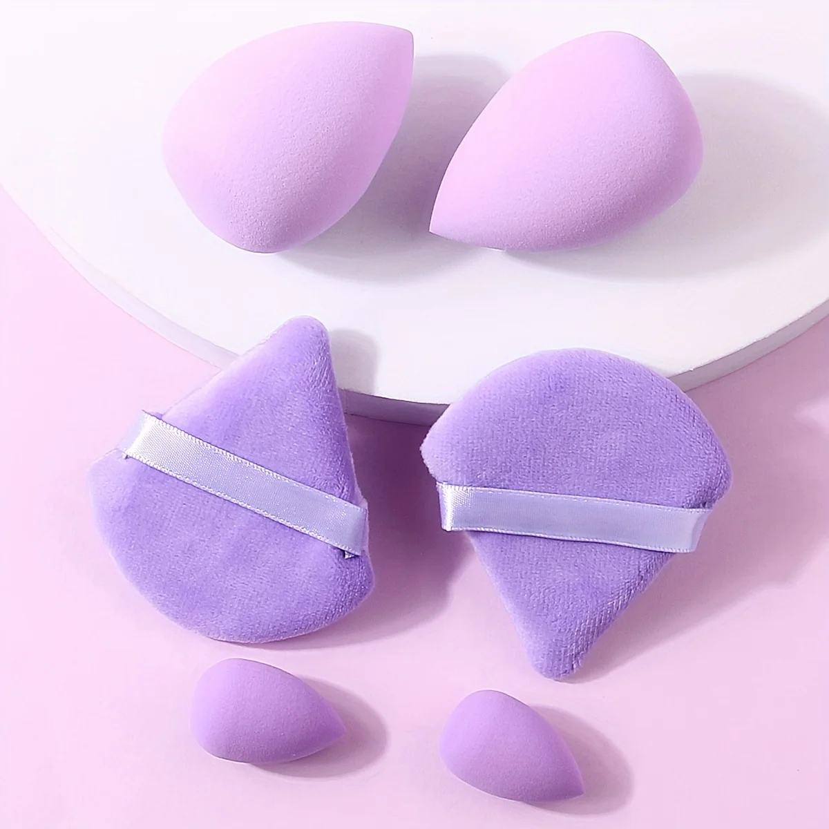 3Pcs Purple Hydrophilic Sponge Set -Latex-Free Non-Absorbent Blenders for Foundation/Concealer/Powder|Triangle & Mini Travel Kit