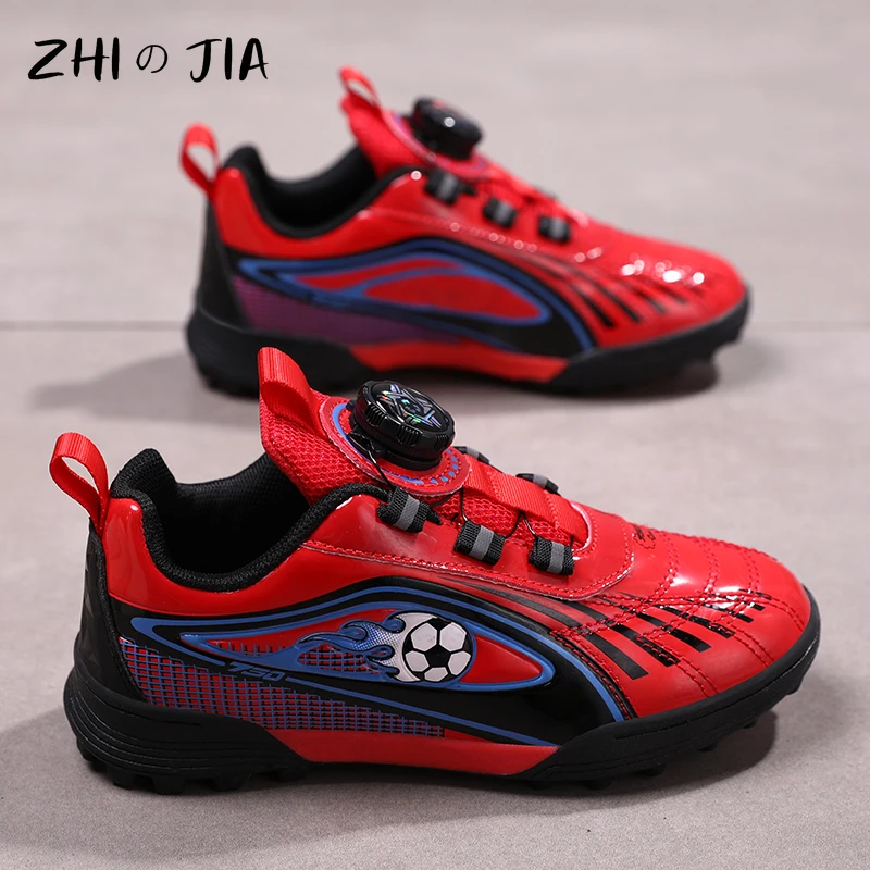 Children's Rotary Buckle Sneaker Boys Girls Professional Training Football Shoes Anti Slip Lightweight Fashion Football Footwear