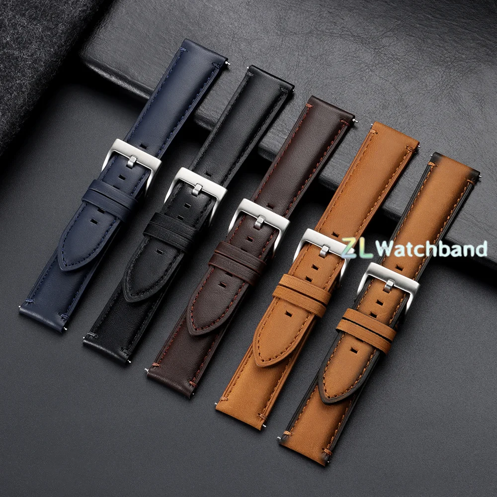 Vintage Quick Release Cowhide Leather Watch Strap - 20mm, 22mm, 24mm