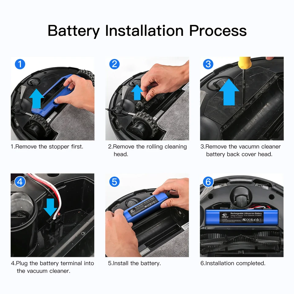 MXJFYY 14,4 V 5200 mAh Li-Ion-Akku, kompatibel mit Proscenic M7 M8 Pro, Akku für Uoni V980 Plus & Lenovo Lr1 und Roidmi Eve Plus, kompatibel mit Xiaomi Viomi S9 & Lydsto R1