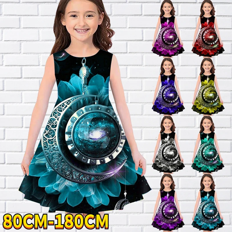

Kids Little Girls Sleeveless Dress Girls Dress 3D Kids Fashion Print Daily Casual Cute Sweet Over Knee Sleeveless Dress 80-180CM