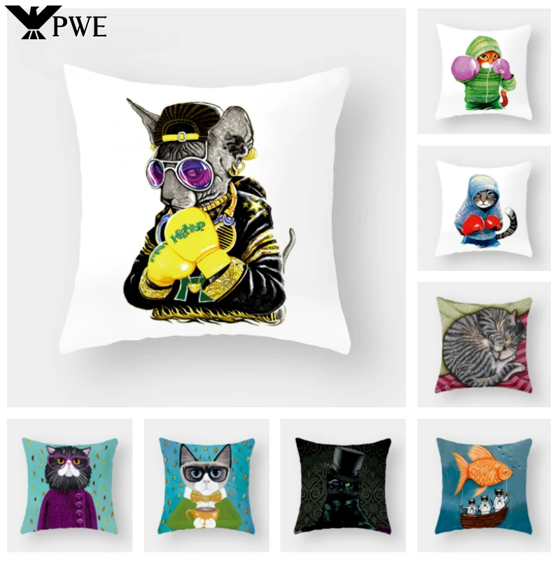 

Cute Cat Digital Print Pattern Household Items Car Sofa Pillowcase Office Living Room Decoration Cushion Cover 45*45cm