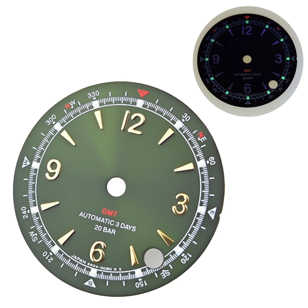 Green Lume Pilot Alpinist Dial - 28.5mm Case Mod Parts