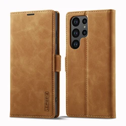 Leather Wallet Case with Magnetic Closure and Card Holder Slot, Shockproof Flip Cover - Galaxy S26+ (Brown)