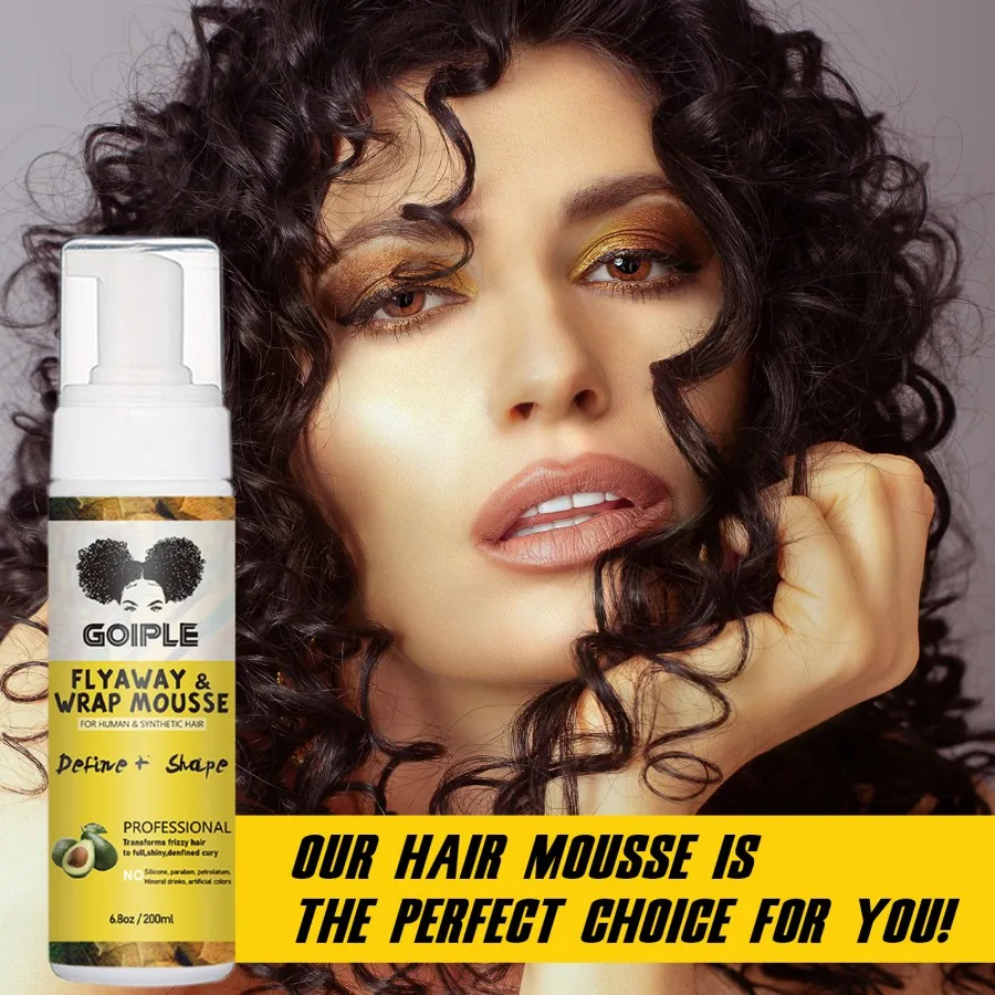 200ML Styling Mousse Curly Hair Elasticity Define Foam Strong Hold Tames Flyaway And Wrap Moisturizing Mousse for Shaping Braid
