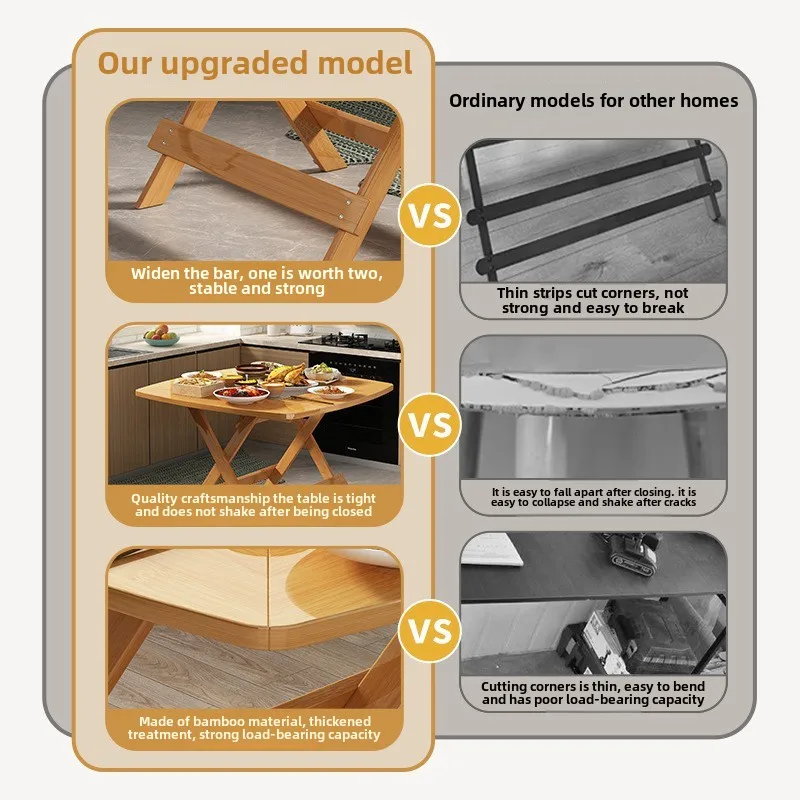 Dining table household small apartment modern simple portable square table folding combination eating living room ho