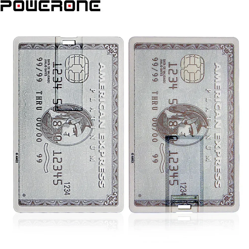 POWERONE 방수 USB 플래시 드라이브 64GB 슈퍼 슬림 신용 카드 펜 드라이브 32GB 은행 카드 모델 메모리 스틱 16GB Pendrives 8GB