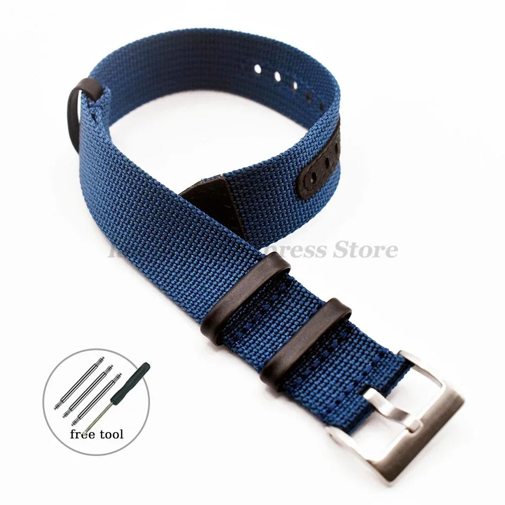 Premium Canvas & Leather Watch Strap - 20mm/22mm Adjustable Bracelet