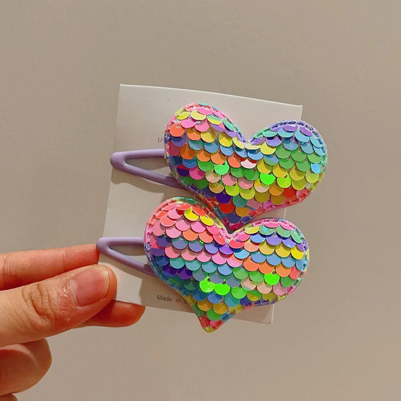 2pcs neue schöne Prinzessin schuppige Herz Mädchen Haarnadeln Kinder Kopf bedeckung Haar griff Haars pangen Haars pangen Haarschmuck – Detail 18