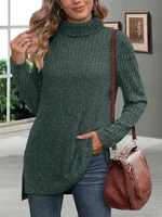 Autumn Warm Thick Cold Resistant Women Sweaters Loose Knitted Turtleneck Ladies Pullovers Striped Soft Long Sleeved New Jumpers - Image 2