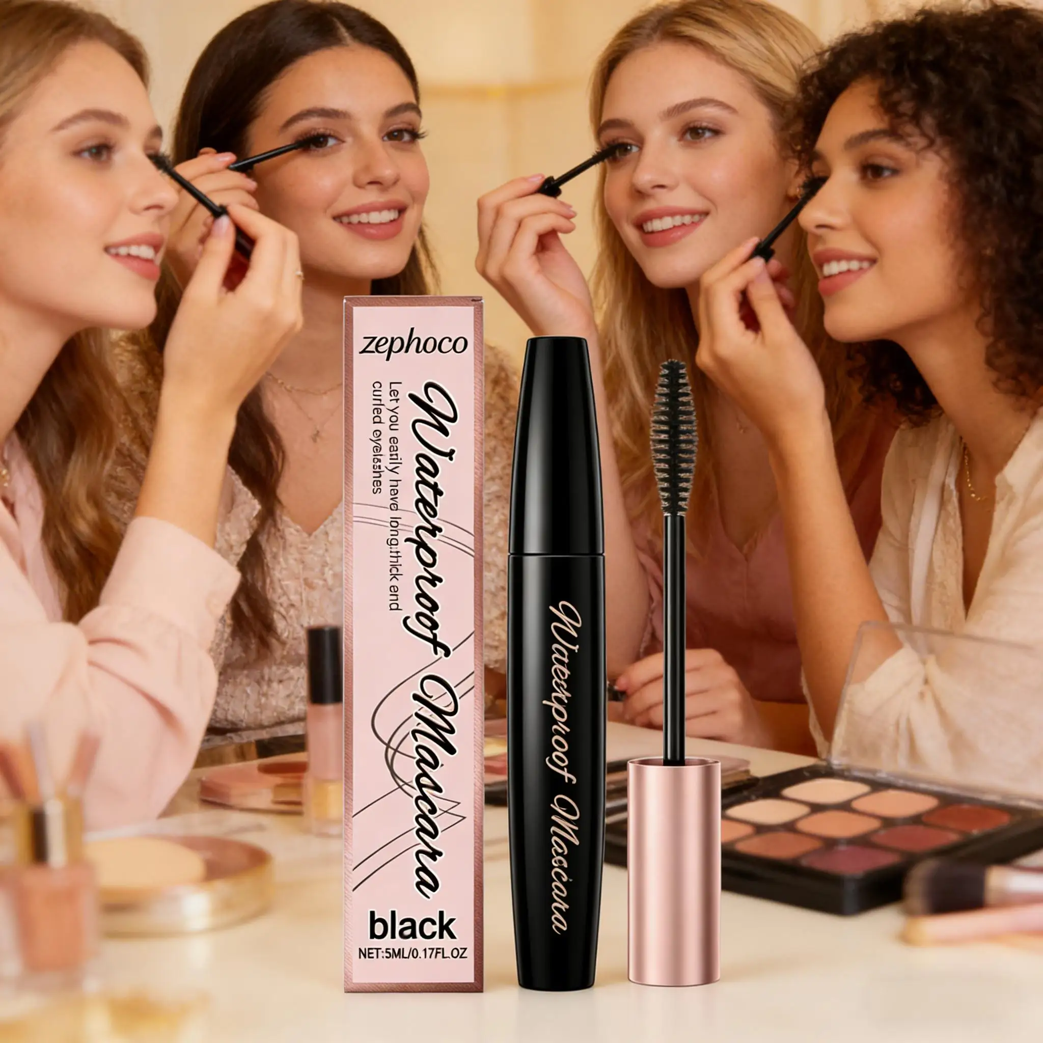 4d Black Mascara Waterproof Volumizing And Curling Silk Fiber_voghion.com