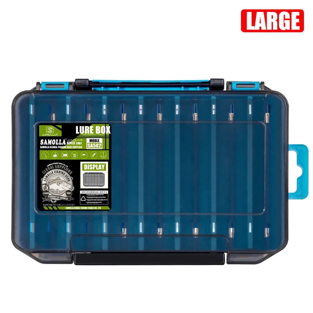 Double-Sided Fishing Lure and Hook Storage Organizer with 14 Compartments