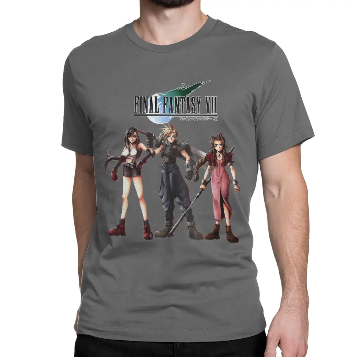 thumbnail image 1 of Camiseta retro de Final Fantasy 7 Cloud Tifa Aerith para hombre y mujer, de algodón puro, cuello redondo, manga corta, gráfica, 1 of 7
