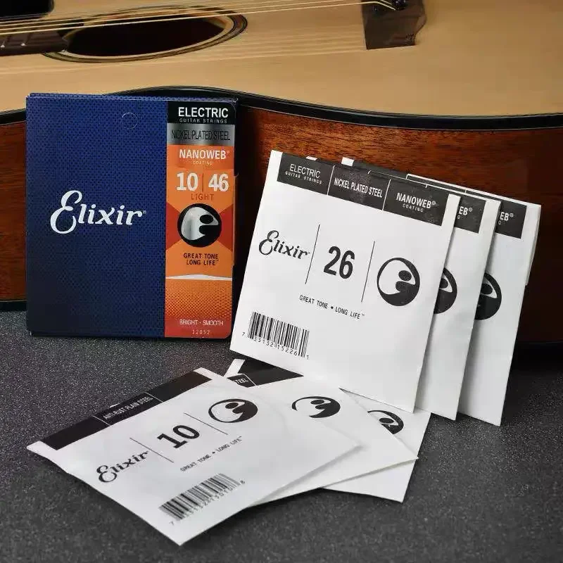 Guitar Strings 12 Packs Elixir Acoustic/ Electric Guitar String Nanoweb Bronze Phosphor For Electric Play Popular Music Rock 11002 16027 16052