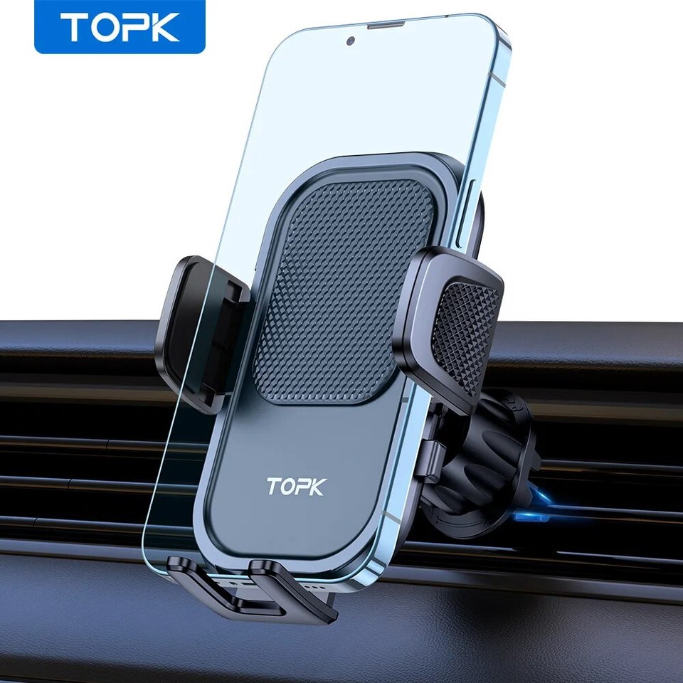  TOPK Air Vent Car Phone Holder Mount,[Big Phones&Thick Case Friendly]Cell Phone Holder for Car Hands Free Clamp Cradle Vehicle 