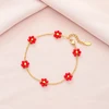 Bracelet pétale de cristal fait à la main, mignon, haut de gamme, perles de verre colorées, bijoux en acier inoxydable pour femmes, été 2025